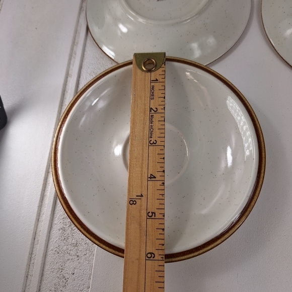 Mikasa Natural Beauty Vintage Ceramic Saucer with Brown Rim C9000 Set Of 3 Japan - Picture 5 of 8